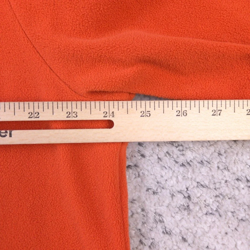 The North Face Sweater Mens XL Fleece Pullover Snap Neck Orange Logo Mock Neck